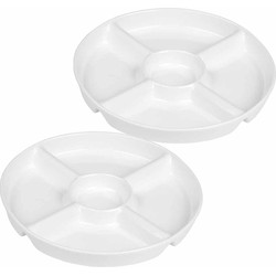 Snackschaal/borrelschaal 5-vaks 23 cm set van 2 stuks - Snack en tapasschalen