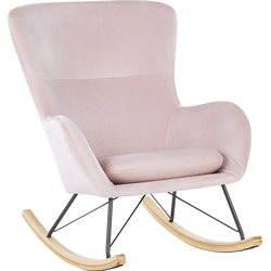 Beliani ELLAN - Schommelfauteuil-Roze-Fluweel