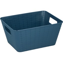 1x Blauwe plastic opbergmanden rechthoekig 26 x 20 x 13 cm - Opbergmanden