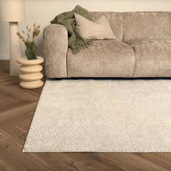 Scandinavisch vloerkleed Curve creme/wit Wit,Creme - Polyester - 160 x 235 cm - (M)