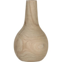 1x Bolvormige decoratie vaas/vazen van hout 28 x 16 cm bruin - Vazen