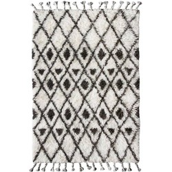 HKliving karpet wol ruitmotief bruin wit 120x180 cm