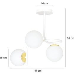 Espoo plafondverlichting wit en goud met 3 witte bollen voor E14