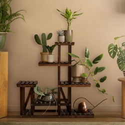 Plantenrek Bloemenrek 95x27,5x96,5 cm gemaakt van hout met 6 niveaus ML design