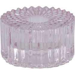 Candle/Tealightholder - Glass - Pink - 8x4cm