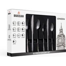Buccan - Bestekset - London - 50 delig - Zwart