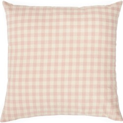 Kave Home - Yanil-kussensloop van 100% katoen met roze en beige ruiten 45 x 45 cm