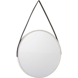 Giftdecor Wandspiegel aan ophangkoord Malaga - frame kleur wit - 60 x 60 cm - Spiegels