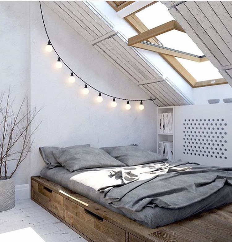 slaapkamer met lichtsnoer