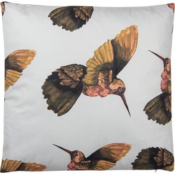 Clayre & Eef Sierkussen  45x45 cm Wit Beige Synthetisch Vierkant Vogels Kussenhoes met Kussenvulling