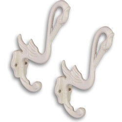 A PAIR OF CAST IRON  SWAN COAT HOOKS