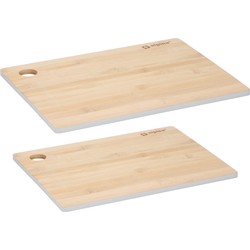 Set van 2x stuks snijplanken grijze rand 23 en 28 cm van bamboe hout - Snijplanken