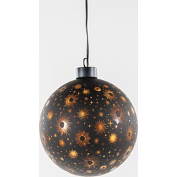 Anna Collection bal/kerstbal - glas - zwart- LED verlichting - D12 cm - kerstverlichting figuur