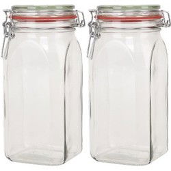 Weckpot - 2x stuks - 1500 ml - 1,5L - inmaakpot - met rubberen ring - Weckpotten