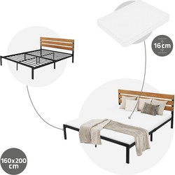 ML-Design metalen bed zwart, 200x140 cm, gemaakt van stalen frame