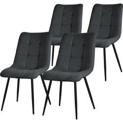 Eetkamerstoelen set van 4 antraciet Keukenstoel met polyester hoes en stalen poten ML design
