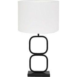 Tafellamp Lutika/Polycotton - Zwart/Wit - Ø30x67cm