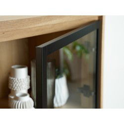 Vitrinekast Naturel - 42x122,5x138,6cm - Eikenhout - Kast Livorno