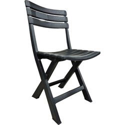 Progarden Klapstoel voor buiten/binnen - antraciet - 41 x 78 cm - stevig kunststof - Bijzet stoelen - Klapstoelen
