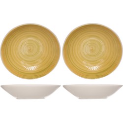 8x stuks ronde diepe borden/soepborden Turbolino geel 21 cm - Diepe borden