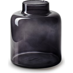 Jodeco Bloemenvaas Willem - transparant smoke glas - D19 x H17 cm - fles vorm vaas - Vazen