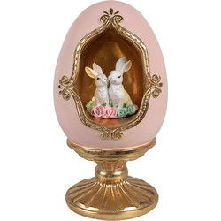 Clayre & Eef Decoratie Beeld Ei 13x12x22 cm Roze Kunstleer Metaal