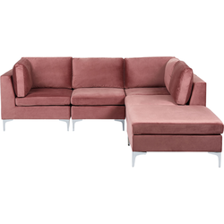 Beliani EVJA - Modulaire Sofa-Roze-Fluweel