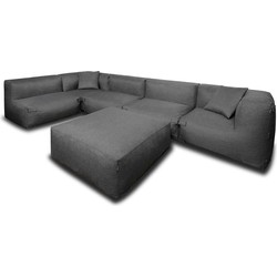 Feel Furniture - Binnen & Buiten bank - Odin - 5 Persoonsbank - Grijs - Met Hocker