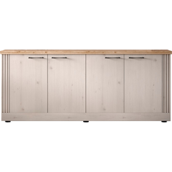 Dressoir met 4 deuren, decor eiken Cadiz en meringuewit L211 cm - COUNTRY