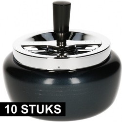 10x Draai asbak zwart voor buiten 13 cm - Asbakken