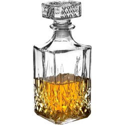 Whisky karaf - glas - 800 ml - kristalglas look - whiskey - 9x23,5 cm - Whiskeykaraffen