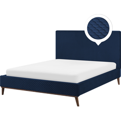 BAYONNE  - Tweepersoonsbed - Blauw - 160 x 200 cm - Fluweel