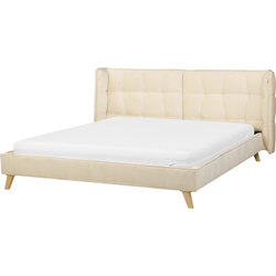 Beliani SENLIS - Tweepersoonsbed-Beige-Fluweel