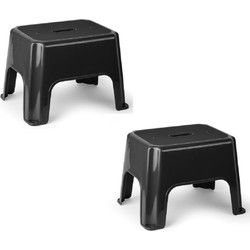 Plasticforte Keukenkrukje/opstapje - 3x - 40 x 30 x 28 cm - zwart - Huishoudkrukjes