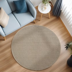Rond Laagpolig vloerkleed - Gevlochten - Handgeweven Look - Beige - 120 cm Ø rond