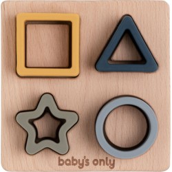 Baby's Only Houten vormenpuzzel met siliconen figuurtjes - Baby puzzel -  Baby speelgoed - Earth