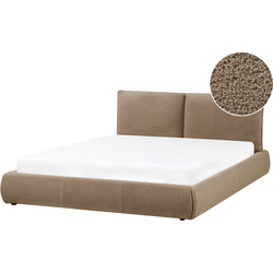 Beliani VINAY - Tweepersoonsbed-Bruin-Bouclé