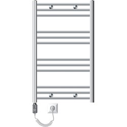 Elektrische badkamerradiator met verwarmingselement 600W 600x800 mm Chroom gebogen met zijaansluiting LuxeBath