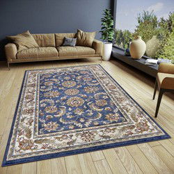 Klassiek vloerkleed - Reni Blauw/Crème - 80 X 240 CM