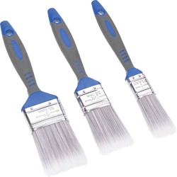 FX Tools Verfkwasten - set 3x stuks - plat - kunststof handvat - 25/38/50 mm breed - schilderen - Verfkwasten