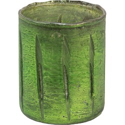 Clayre & Eef Theelichthouder Ø 9*11 cm Groen Glas Rond Waxinelichthouder Windlichthouder