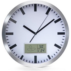 Aluminium wandklok met lcd-display en thermometer, hygrometer & weersvoorspelling dia. 25 cm - Velleman