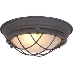 Mexlite - plafonniere - Lisanne - bruin - glas metaal - Ø 29cm - E27 - 1357B