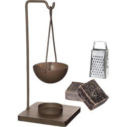 Ideas4seasons Amberblokjes/geurblokjes cadeauset - ylang ylang - inclusief geurbrander en mini rasp - Geurbranders