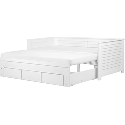 CAHORS - Onderschuifbed - Wit - 90 x 200 cm - Rubberhout