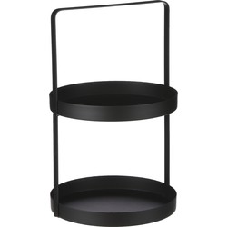 Mica Decorations Etagere 2 Laags - H41 x Ø25 cm - Metaal - Zwart