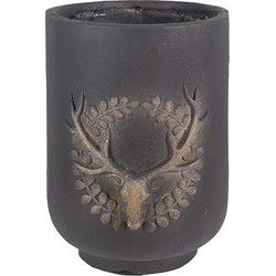Clayre & Eef Bloempot Ø 23x31 cm Grijs Keramisch materiaal Hert
