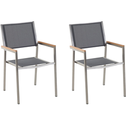 GROSSETO  - Tuinstoel set van 2 - Grijs - Polyester