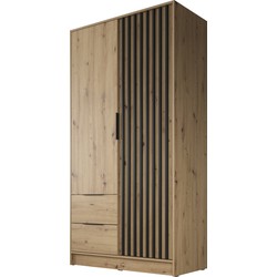 Meubella Kledingkast Nairobi - Eiken - Zwart - 105 cm