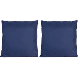 Set van 4x stuks buiten/woonkamer/slaapkamer kussens in het donkerblauw 45 x 45 cm - Sierkussens